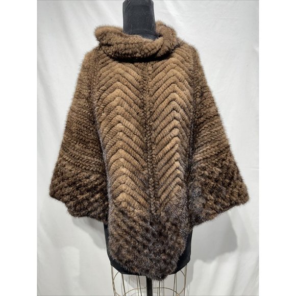 Demi-Buff knitted mink cape/ poncho Lined + Closed Front(118007)